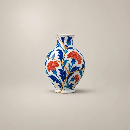 Goldmend app icon: a blue-and-white vase mended with gold